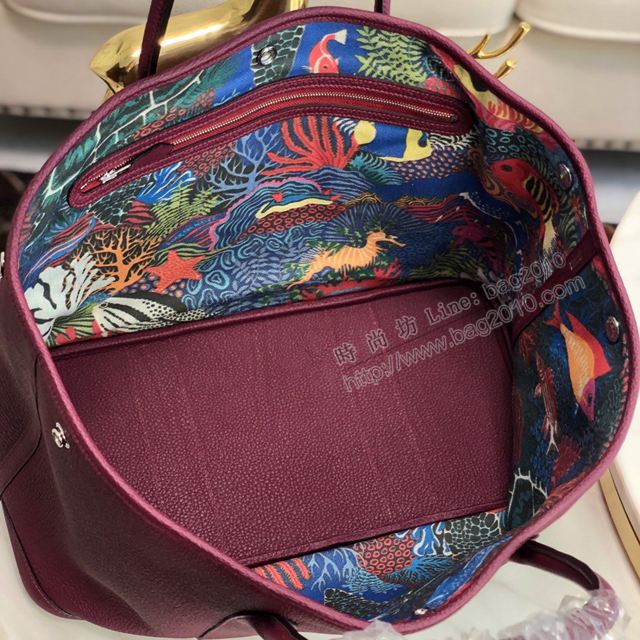 HERMES女包 花園包 Garden party  愛馬仕手提包 手腕包 大小號 法國Fjord進口原廠牛皮 愛馬仕彩繪帆布內裏  Ama1647
